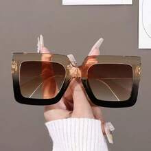 3-Pack Plastic Geometric Oversized Full-Rim Leopard Print Classic Retro Glasses Timeless For Women, Suitable For Rave Parties, Outdoor Travel And Halloween Occasions - 3pcs 黑灰白豆花香檳雙茶組合 - 查看 2
