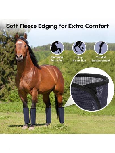 2 Pairs (4 Pcs) Horse Leg Protection Mesh Sleeves, Comfortable Breathable Leg Wraps For Horses, Reduce Stepping And Fatigue, Equestrian Supplies