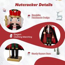 Handcrafted Wooden Nutcracker  Christmas Tree Ornament & Desktop Decoration For Home And Office - màu đen - Xem 6