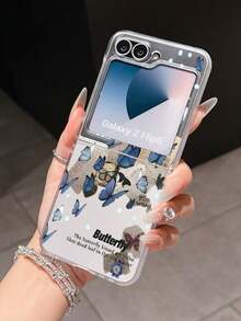 1 szt. Modne i proste matowe etui na telefon z tworzywa PC na cały ekran, z uroczym motylem w kształcie gazety, chroniące i zapobiegające upadkom: Galaxy Zflip 3/Zflip 4/Zflip 5/Zflip 6/Zflip 7/OPPO Find N3 Flip/Radr 50 Ultra/Radr 60 Ultra/Radr 60/Radr 50/ MIX Flip/Galaxy Z Flip7 FE - Przezroczysty - Zobacz 14