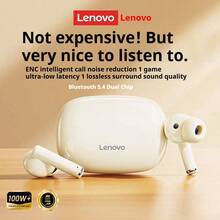 Lenovo TA210 Wireless Bluetooth Earphones - Super Long Battery Life, In-Ear Sports Earphones, ENC Active Noise Cancellation, Quad Microphone Smart Call Noise Reduction, White/Moonstone White, Black - Gift Design