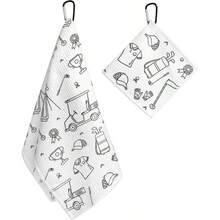 Doodles Toalla de con Clip para Mujeres y Hombres, Toallas de Microfibra y Bolas, Juego de 2 - Garabatos de golf - Ver 3