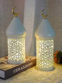 LED Decorative Lantern, Battery-Powered (Batteries Not Included), Exquisite Openwork Design, Home Decor, Ideal For Parties, Weddings, Indoor/Outdoor Decor, Bedroom, Living Room Decor - 彩色 - 查看 2
