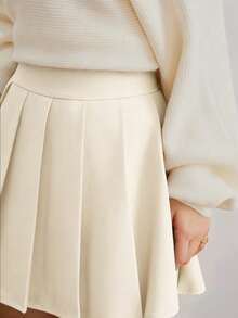 Keke Bloomly Nouvelle jupe mini plissée élégante et mince de style estival chaud abricot avec un style minimaliste vintage polyvalent - Nude - Voir 5