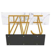 Flurtisch (1 Stück) 120 X 29.5 X 80 Cm Esstisch, Küchentisch, Balkontisch, Esstisch Aus Holz, Tischplatte Mit Marmoroptik - White - View 5