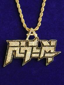 DUBSS 男士项链吊坠，5A级立方氧化锆嘻哈饰品 - 字母 - 查看 14