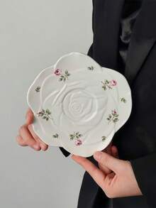 1/2/4pcs Asymmetrical Floral Ceramic Plates, Korean Ins-Style Petal Rose Ceramic High-Quality Plates, Snack/Fruit/Halloween Candy/Christmas Dessert Plates, Suitable For Home, Party, And Gifts - Nhiều màu - Xem 12