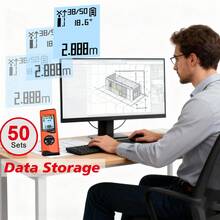 NJTY 1pc 50m Laser Distance Meter With Electronic Angle Sensor Level, Laser Rangefinder Wheel Ruler, Suitable For Home Decor, Construction, Woodworking And DIY