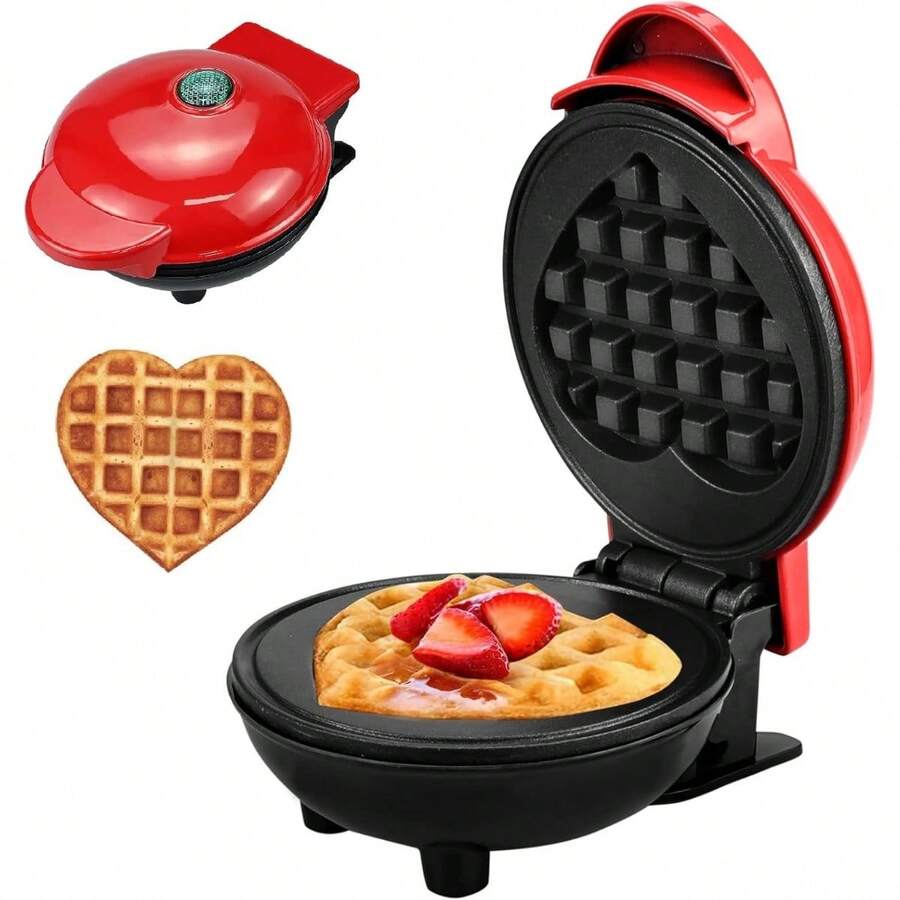 Mini máquina para hacer waffles, molde para waffles en forma de corazón, molde para waffles antiadherente de 4 pulgadas, máquina para hacer panqueques portátil, máquina para hacer desayuno, fácil de limpiar, perfecto para... - Multicolor - Ver 1