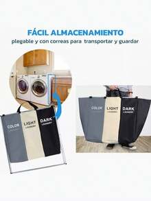 Multifunctional Foldable Laundry Basket With 3 Compartments - 彩色 - 查看 5