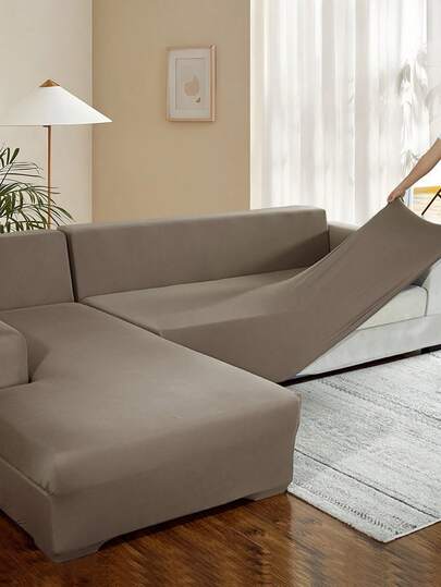 1 Solid-Color Milk Silk Elastic Sofa Cover, Modern All-Season One-Piece Full-Cover Sofa Cover, Pet-Friendly Sofa Protection Against Machine Washing, Pet-Friendly Home Decoration, 1 Seat, 2 Seats, 3 Seats, 4 Seats