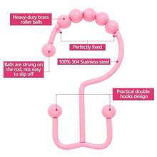 Shower Curtain Hooks,304 Stainless Steel Shower Rings For Bathroom,Double Glide Shower Hooks For Bathroom Shower Curtain Rods Curtains,Set Of 12 Hooks,Light Pink(Shower Curtain Hooks Style A ),LightPink(ShowerCurtainHooksStylea) - 淺粉紅色(showerCurtainHooksStylea) - 查看 3