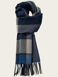 New Autumn/Winter Couple's Knitted Plaid Striped Double-Sided Tassel Warm Scarf, Versatile For Boyfriend/Girlfriend, Teachers, Students, Birthday Gifts, Long Thick Neck Warmer, Casual & Elegant - Multicolor - View 4