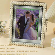 1pc Exquisite Plastic Frame, Luxurious Pearl Edge Frame, Enhances Home Beauty, Creates A Warm Corner, And Can Also Be Given As A Gift To Family And Friends (Inner Lining Paper Randomly Shipped) - Beige - View 7