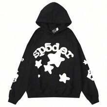 Sp5der Hoodie Men's Hip Hop Spider Web Pattern Graphic Print Pullover Tracksuit For Streetwear Lovers - màu đen - Xem 7