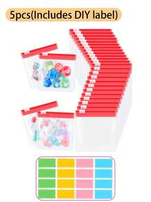Multi-Color EVA Zipper Pouch Bags - Transparent Sealable Travel Cosmetic & Jewelry Storage Organizer For Toiletry, Makeup, Pills, Beads, Hair Accessories, Portable Clear Small Drawstring Bag(Includes DIY Label*1) - Multicolor - View 13