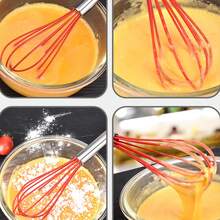 Stainless Steel Egg Beater Set - Manual Kitchen Mixer, Suitable for Beating, Whipping, Mixing - Enhanced Durability Bubble Egg Beater Set, Food Grade, Easy to Clean, Ergonomic Design - No Batteries Required - Rojo - Ver 4