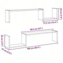 Mensola a muro vidaXL con 2 ripiani, rovere nero, 100 x 15 x 20 cm - Multicolore - Visualizzare 7