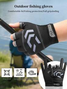 1 Pair Of Lure Fishing Gloves For Men And Women, Outdoor Sports Cycling Gloves, Non-Slip Sea Fishing Gloves, Quick-Drying Exposed Three-Finger Fishing Gloves, Waterproof Lure Fishing Special Exposed Non-Slip Fishing Gear - Multicolor - View 2
