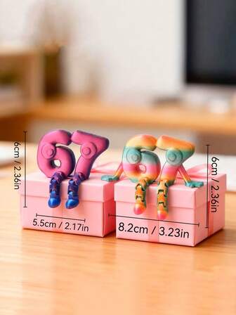 3D Printed 67 Number Figurine, Posable Joints Allows Adjustable Poses, Fashionable Creative Decor, Suitable For Living Room, Bedroom, Office, Perfect Holiday Gift, Random Arm/No Arm Style And Color Delivery