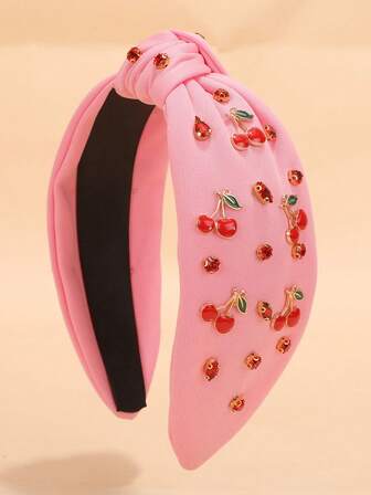 1 pieza Diadema de mujer con cristal de cereza, aro para el cabello con mariposa de cereza, Diadema