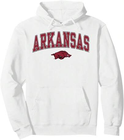 Arkansas Razorbacks Arch Over White Officially Licensed Pullover Hoodie