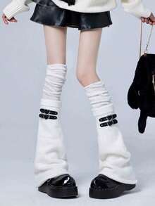 1双朋克风腿部吊袜带宽腿套，角色扮演黑色腿套，Y2K亚文化，JK过膝长袜，百搭 - 常規款 - 查看 4