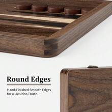 Juego de Backgammon Premium de Madera de Nogal Negro u2013 Juego de Viaje de Lujo con Dados y doblador - inicial - Ver 3
