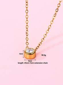 1 chiếc vòng cổ bằng thép không gỉ nhiều màu đính đá Zirconia, thích hợp làm quà tặng sinh nhật và phối trang phục hàng ngày - Vòng cổ zircon tròn - Xem 5