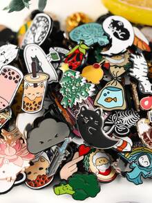 10/20/30/40/50/60/70/80/90/100pcs Random Brooch Mix (No Duplicate Styles), Alloy Metal Pins Badges, Animal, Fruit, Vegetable, Cartoon, Anime, Letter Patterns, Includes Rare Hidden Styles, Various Cute, Elegant, Casual Designs, Suitable For Multiple Occasions, More Quantity Means More Variety, Great Gift For Adults And Kids - Multicolor - View 2