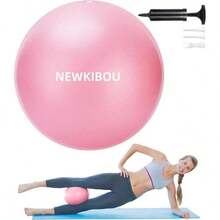 NEWKIBOU Pelota de Pilates (Fitball Anti-Burst) 25cm, 55cm, 65cm, 75cm - Pelota de Ejercicio para Yoga, Embarazo, Abdominales y Ejercicios Básicos - Incluye Bomba de Aire - 25CM-Rosa - Ver 1