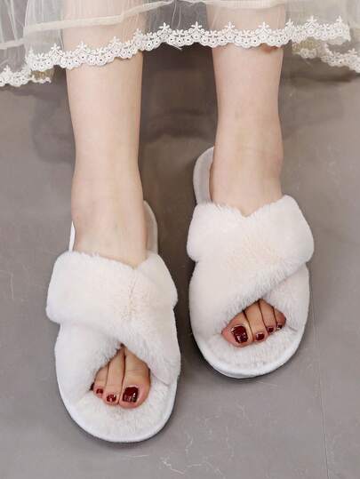 Women's Fashion Fluffy Slippers, Soft And Lightweight Indoor Home Slippers, Quiet Carpet Slippers