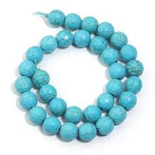 1 pièce Perles de turquoise bleue à facettes multiples de 4 à 12 mm, pour bracelets, colliers et création de bijoux. Perles de turquoise pour le DIY de bijoux - Bleu azur - Voir 10