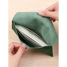 1pc Reusable PU Leather Cash Envelope, Suitable For Travel And Budgeting, Multifunctional Bill Fold With Coin Pouch - Multicolor - View 12