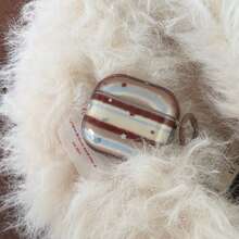 复古透明蓝棕条纹星形+圆圈 Pro 3/Pro 2/Pro/ 4/3/2 耳机套，时尚女士耳机套，简约耳机保护套，兼容苹果设备，秋冬款 - 彩色 - 查看 8