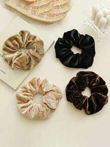 4 قطع من الكشاكش المخملية، ربطات شعر ذات طيات موضة أنيقة ومتعددة الاستخدامات، إكسسوارات شعر مناسبة للخريف/الشتاء، هدايا لملء جوارب ، هدايا للنساء، هدايا عيد الميلاد، ملء جوارب للبالغين، إكسسوارات شعر، هدايا للنساء، هدايا عيد الميلاد - متعدد الألوان - مشاهدة 4