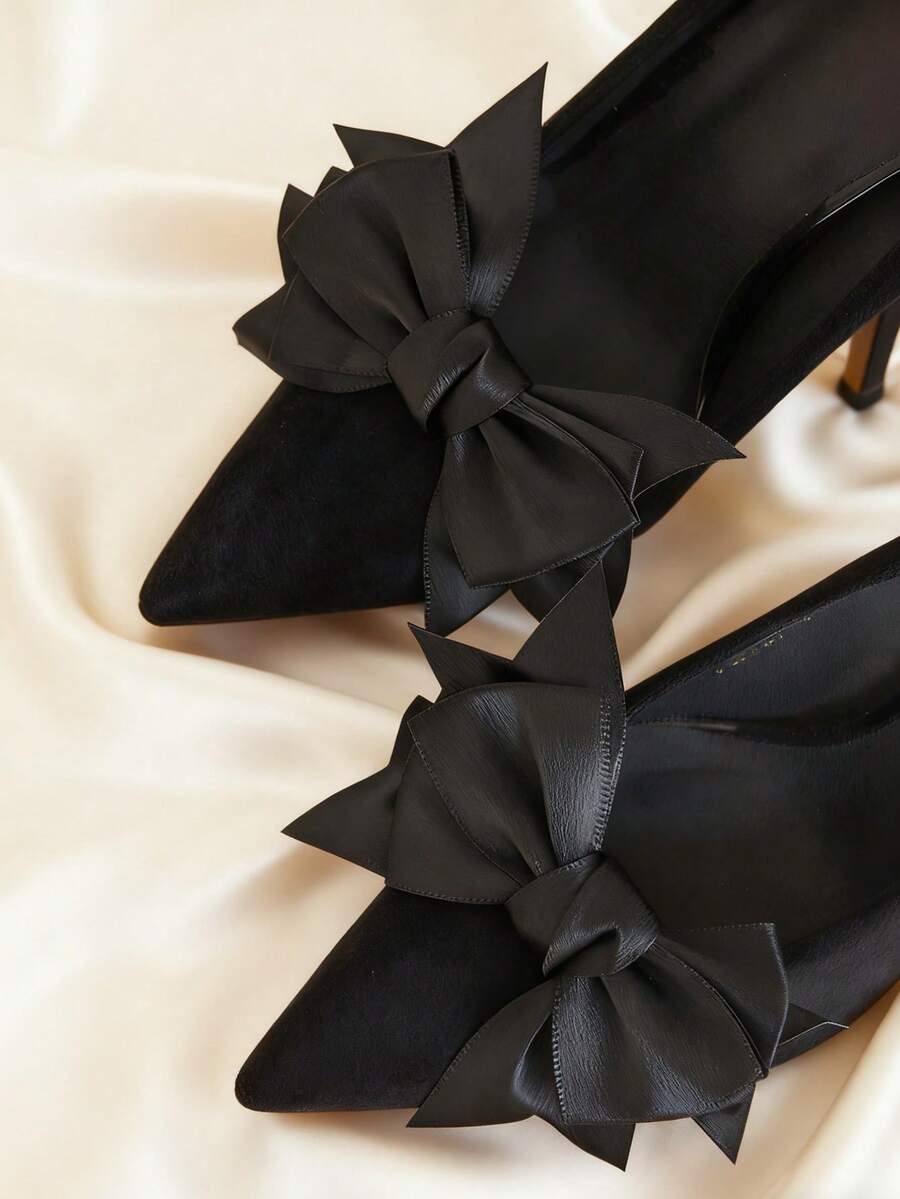 1对（2个）鞋饰配件，蝴蝶结设计，适用于高跟鞋、运动鞋、婚礼和派对场合