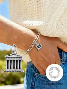 1 pièce Pendentif du temple d'Athéna en argent sterling 925 minimaliste et unique, bijou DIY, cadeau de Noël exquis pour hommes et femmes - Style 1 - Voir 2