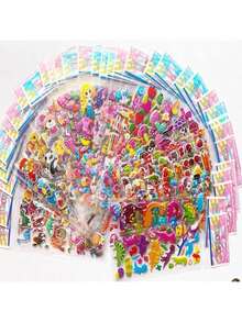 5/10/20 piezas Pegatinas de dinosaurio 3D con burbujas, pegatinas de recompensa de dibujos animados lindos, regalos de fiesta, regalos educativos escolares - Multicolor - Ver 4