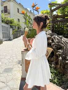 2026新款优雅通勤/商务休闲简约办公室套装，修身A字连衣裙，情人节套装，优雅女士连衣裙，优雅派对连衣裙，优雅连衣裙，音乐节套装，外套，Y2K风格套装，生日派对连衣裙，短款连衣裙，度假连衣裙，女士生日套装，女士沙滩装，女士春季连衣裙，新年连衣裙，女士度假套装，女士情人节套装 - 白色 - 查看 10