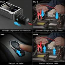 Portable Car Jump Starter With Air Compressor, Emergency LED Light And Power Bank - Quickly Charges Phones, Laptops, Cars, Trucks, RVs - Includes Storage Bag And Car Charger | Stylish Power Bank | Advanced Features, Portable Car Jump Starter - Multicolor - View 4