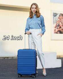 20 24 28 32 Inch Suitcase ABS PC Hard Shell Luggage Carry On Cabin Check In XL Extra Large Lightweight Spinner Wheels TSA Lock 3 Piece Set Travel - Navy Blue - View 15