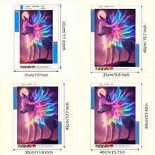 1套5D DIY钻石画套装 - 梦幻彩色发光狼钻石画，月亮星空动物全钻DIY手工墙饰，圣诞装饰品 - 彩色 - 查看 4