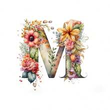 1pc, A-Z Clothes Stickers Beautiful Alphabet With Flower Heat Transfer For Clothes Pillow Patches Iron On Sticker Diy A-Level Washable Clothes Decals - Multicolor - View 24