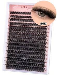 MEM 320/270片/套 单簇假睫毛，D型卷翘，9-16毫米宽睫毛柄，DIY睫毛嫁接，自然浓密，可重复使用，单簇假睫毛嫁接套装，适合居家或户外使用，适用于日常生活、婚礼、约会、派对、音乐节、春季、旅行等各种场合。 - D - 查看 13