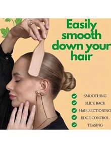 Boar Bristle Smooth Comb, Create Sleek Ponytail Hairstyle, Tame Flyaways & Frizzy Hair, Control Hairline - Wide Tooth Tail Comb, Convenient For Sectioning And Volumizing Styling - Multicolor - View 6