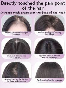 合成3D透气刘海假发 女款 自然无缝 高温假发 头顶替换罩 白色假刘海 - 彩色 - 查看 6