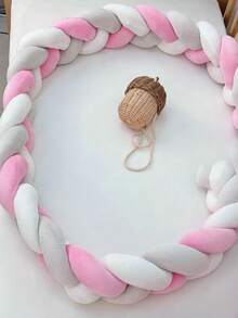 1pc 3-Strand Braided Baby Crib Bumper, Newborn Anti-Collision Soft Pad Nursery Room Decor, Crib Braided Guardrail Cushion, Soft & Thick Collision Pad Decorative Strip, Suitable For Cradle, Changing Table, Stroller, Crib Set