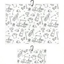 Doodles Toalla de con Clip para Mujeres y Hombres, Toallas de Microfibra y Bolas, Juego de 2 - Garabatos de golf - Ver 2