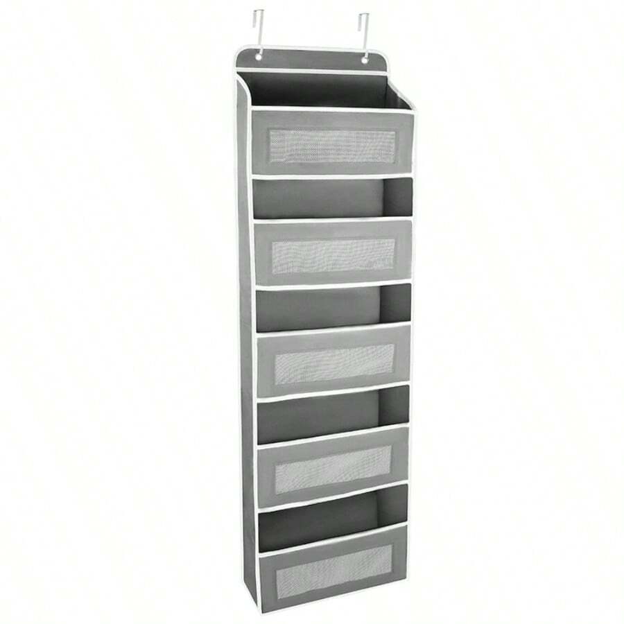 Over The Door Hanging Organiser Space Saving 5 Pockets Wardrobe Toys Storage - Grey - View 1